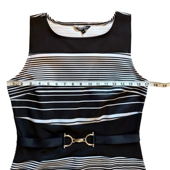 George black and white stripe sheath dress, Belt with Buckle - Picture 4 of 9